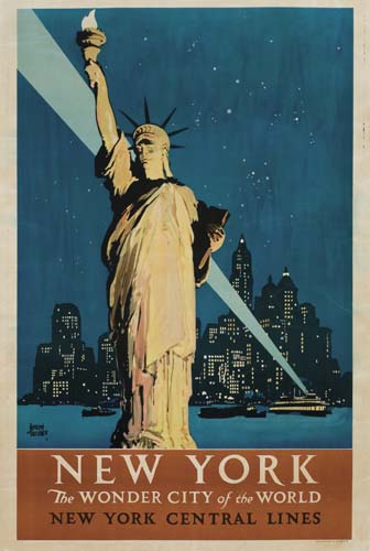 New York, The Wonder City of the World, New York Central Lines, Statue of Liberty