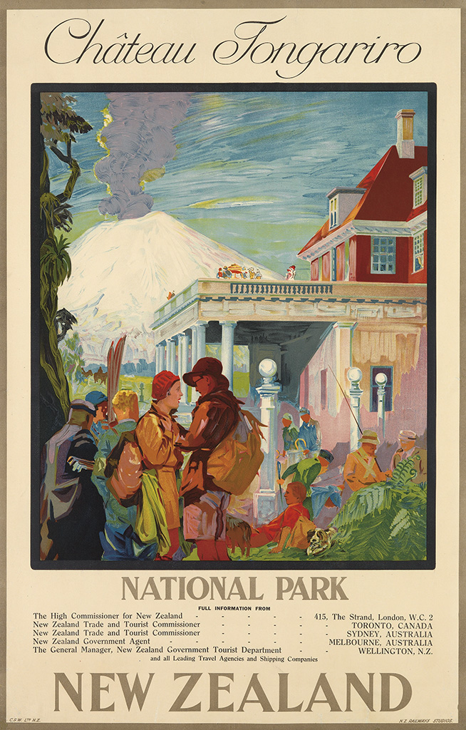 New Zealand, National Park, Chateau Tongariro, red house