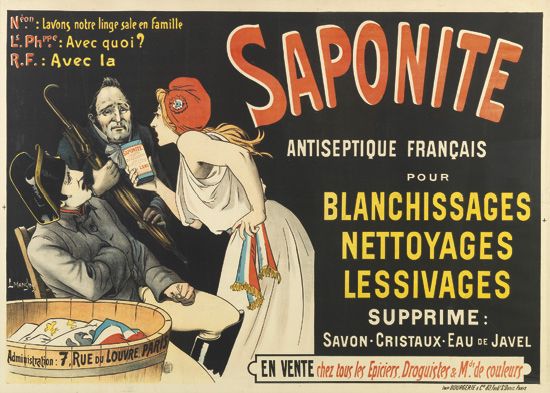 Saponite, woman confronts two men