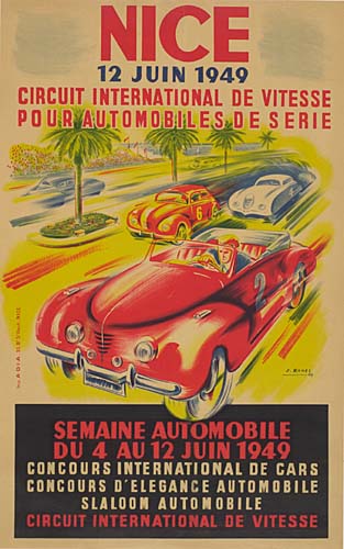 Nice 12 Juin 1949, red car, Semaine Automobile