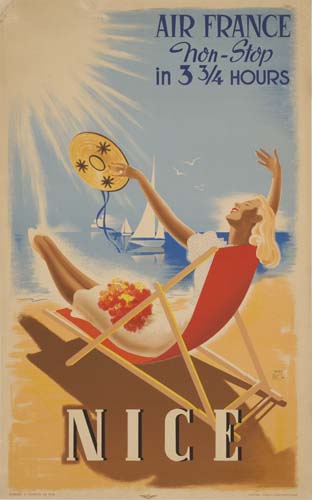 Nice, Air France, woman on a beach