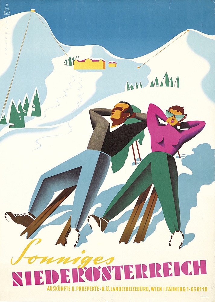 Sonniges Niederosterreich, couple takes a break from skiing