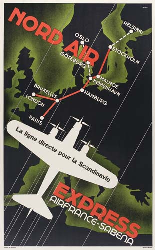 Nord Air, Express, Air France Sabena, map