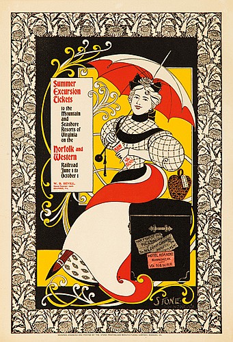 Summer Excursion Tickets, woman with an umbrella