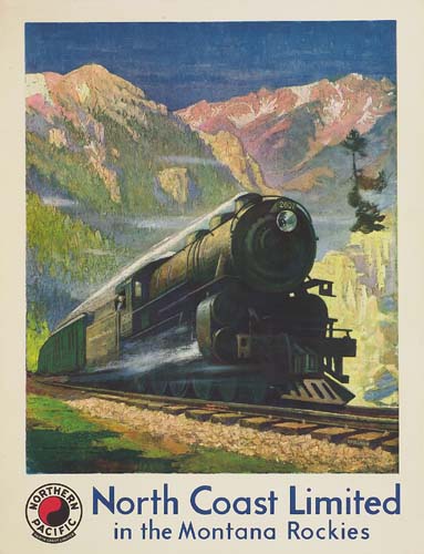 North Coast Limited in the Montana Rockies, black train