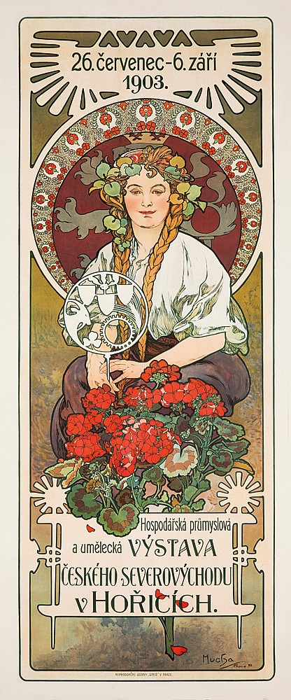 Avava, Vystava Ceskeho Sevrovychodu, woman with braids, long poster