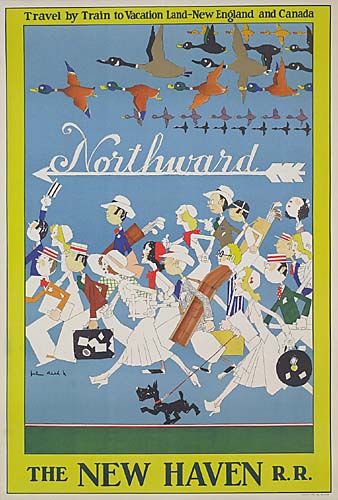 Northward, The New Haven Railroad, blue poster