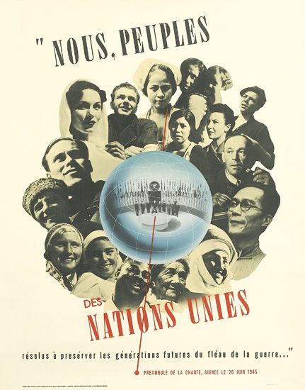 Nous, Peuples des Nations Unies, crowd of diverse people, globe