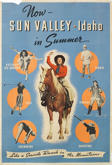 Now, Sun Valley, Idaho in Summer, blue poster, sports