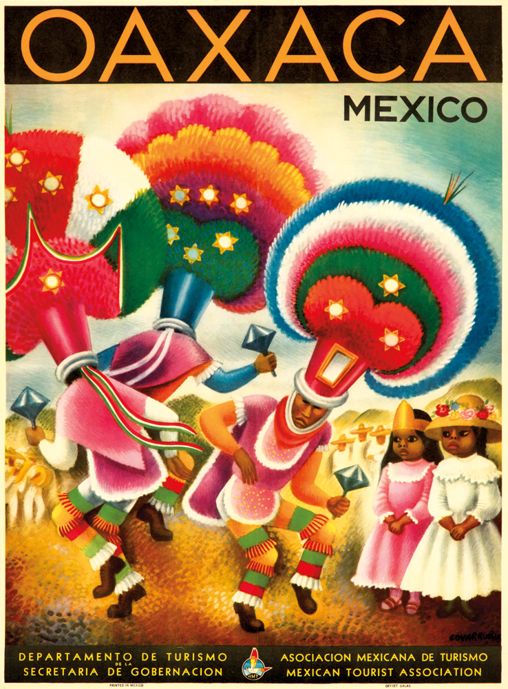 Oaxaca Mexico, men in colored outfits