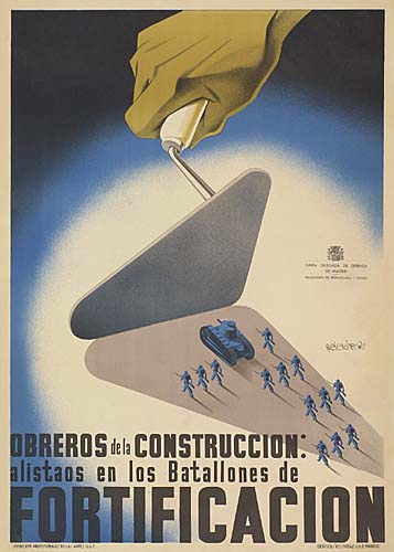 Obreros de la Construccion, Fortificacion, large hand, army and tank
