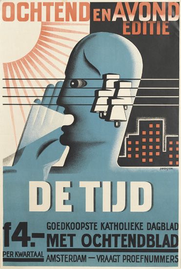 Ochtend en Avond Editie De Tijd, outline of a blue man