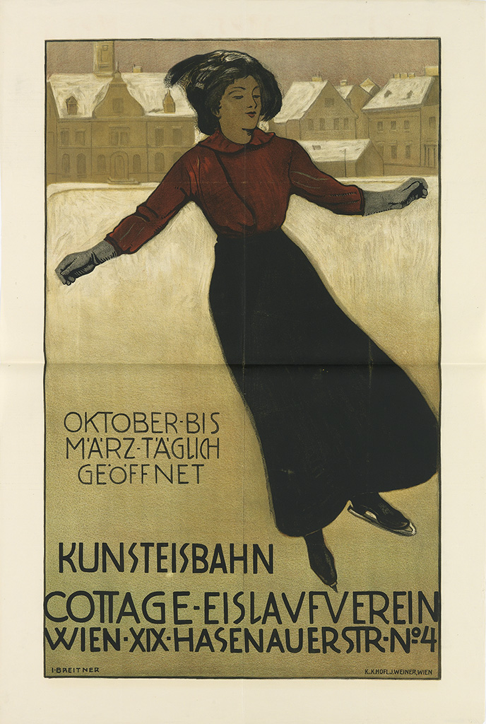 Kunsteisbahn Cottage Eislaufuerein, woman in red and black skating
