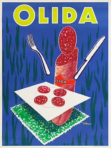 Olida, blue poster, sausages