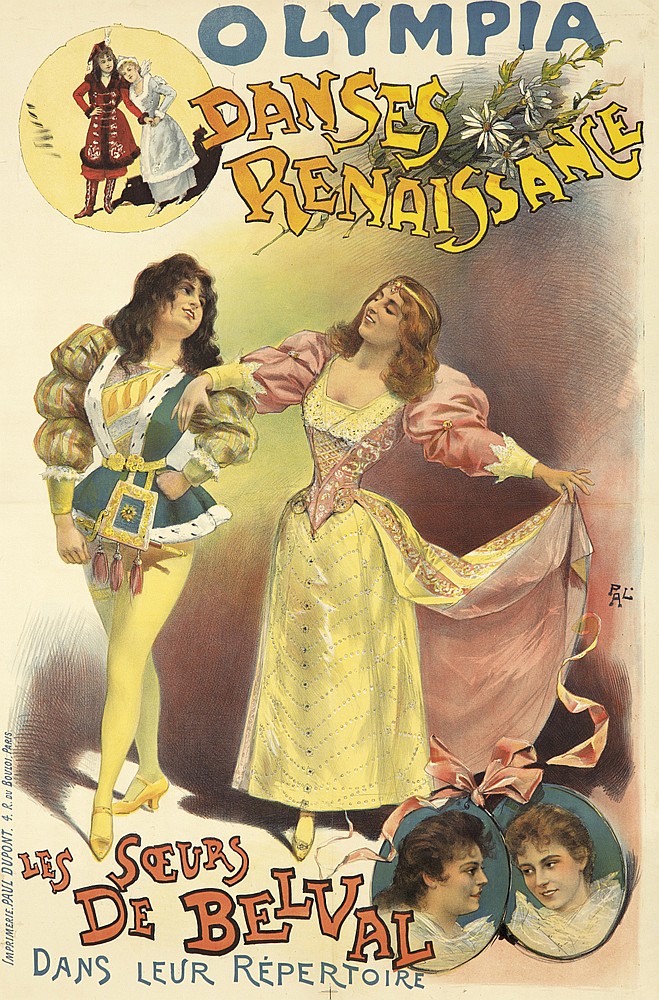 Olympia Danses Renaissance, woman in gold and pink, woman in tights