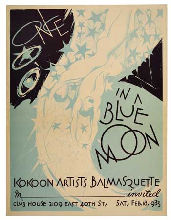 Once in a Blue Moon, blue, white, and black poster