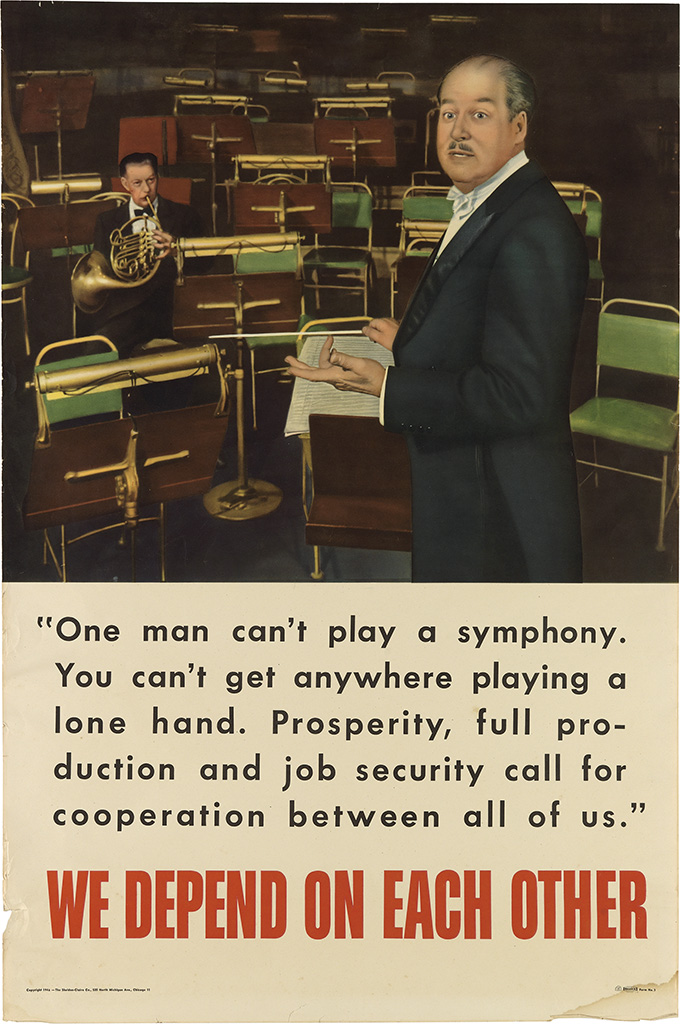 We Depend on Each Other, French Horn Player, empty orchestra