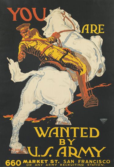 You are Wanted by U.S. Army, man on white horse