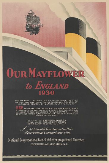 Our Mayflower to England 1930, black poster