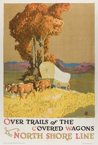 Over Trails of the Covered Wagons, The North Shore Line, covered wagon