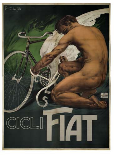 Cicli Fiat, nude angel rides bicycle