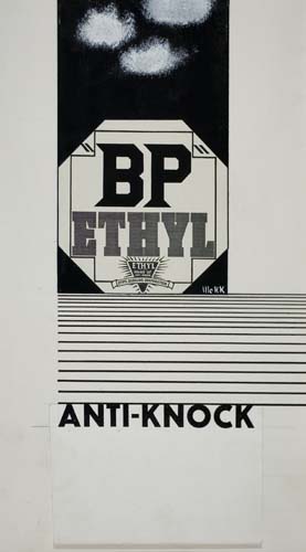 BP Ethyl Anti-Knock, black and white poster