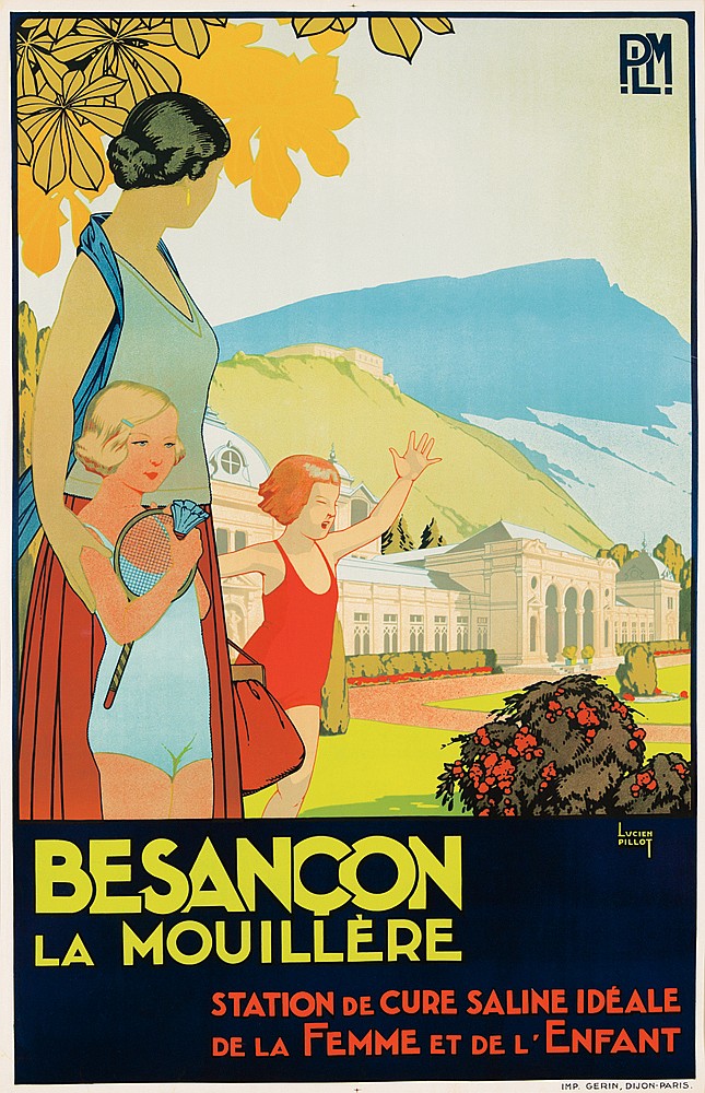 Besancon La Mouillere, woman and children