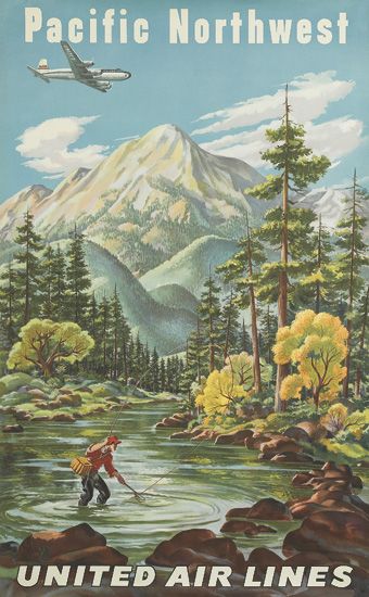 Pacific Northwest, United Air Lines, mountain, fishing