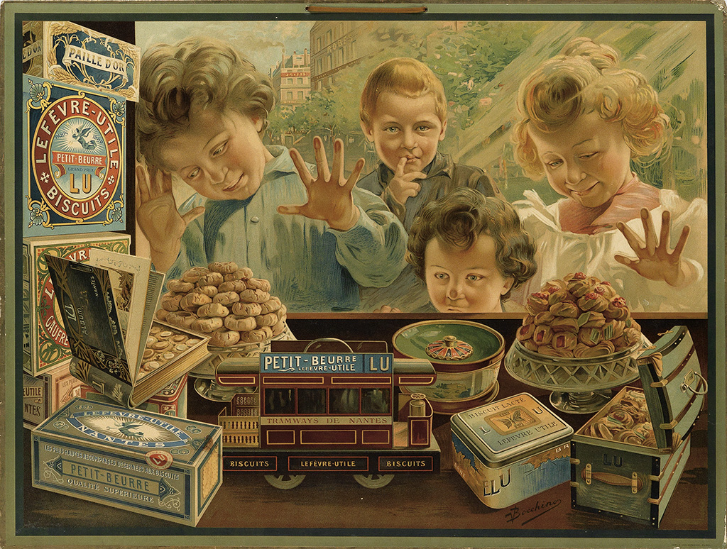 Lefevre Utile Biscuits, children look into store window