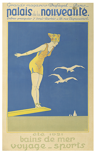 Palais de la Nouvealite, woman in yellow diving
