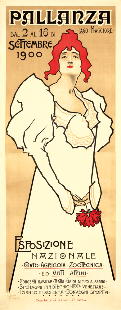 Pallanza, Esposizione Nazionale, woman in white, long poster
