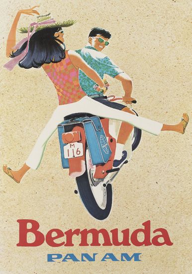 Pan Am Bermuda, couple on a motorcycle