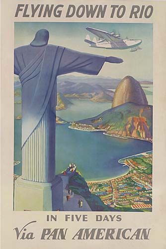 Flying down to Rio, in five days, via Pan American, large statue