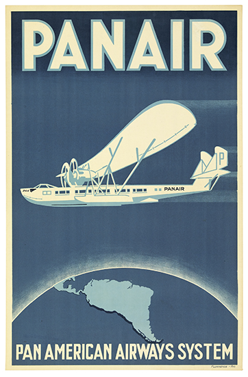 Panair, white plane and blue globe, Pan American Airways System
