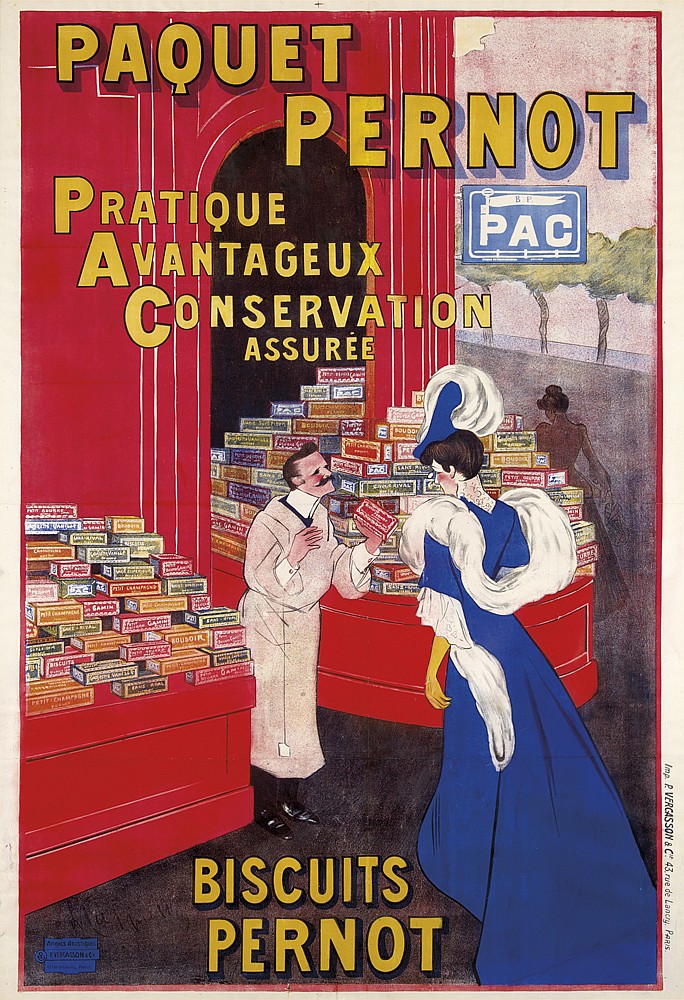 Paquet Pernot Pratique Avantageux Conservation, woman in blue, store