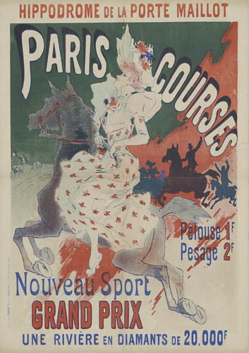 Paris Courses, Novueau Sport, woman in white on a grey horse