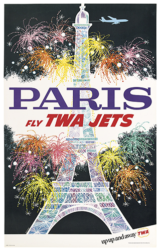 Paris, Fly TWA Jets, Eiffel tower, fireworks