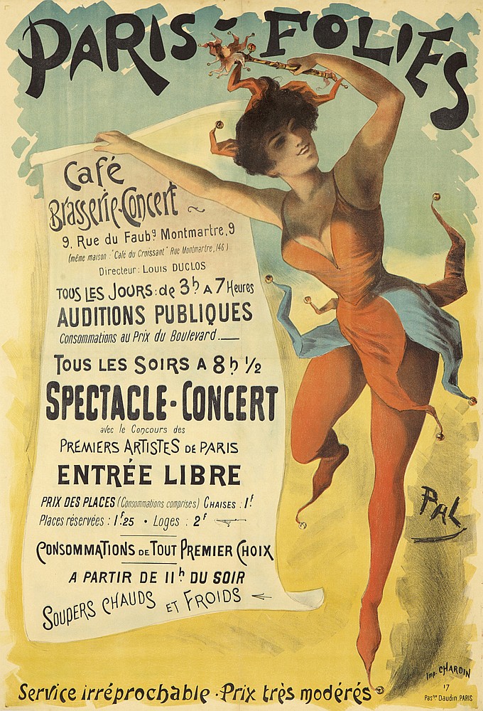 Paris Folies Cafe Brasserie Concert, woman in red