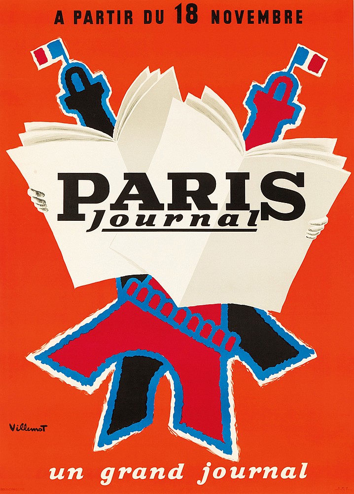 Paris Journal, red poster, Eiffel towers