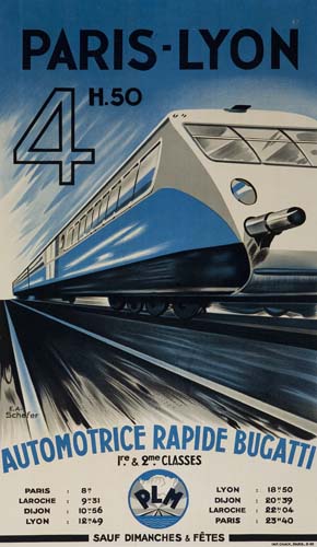 Paris, Lyon, Automotrice Rapide Bugatti, train