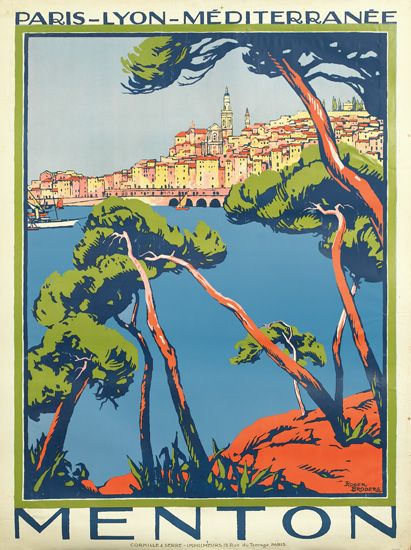 Menton, Paris, Lyon, Mediterranee, trees over the water