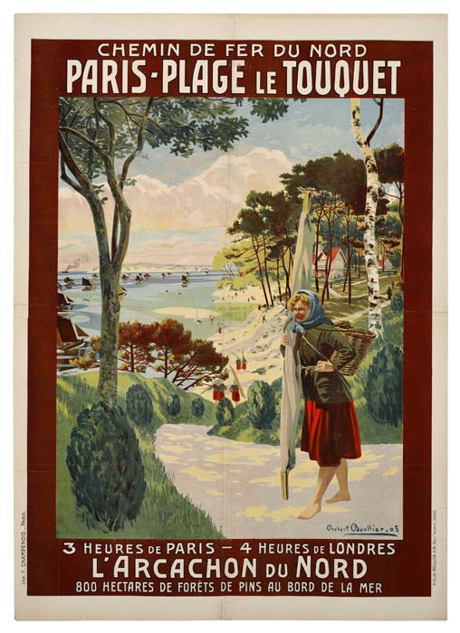 Chemin de Fer du Nord, Paris, Plage, Le Touquet, L’Arcachon du Nord, woman in red and green