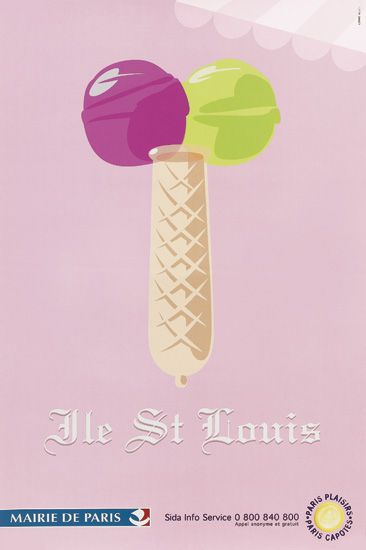 Ile St. Louis, pink poster