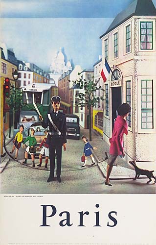 Paris, crossing guard, children crossing the street