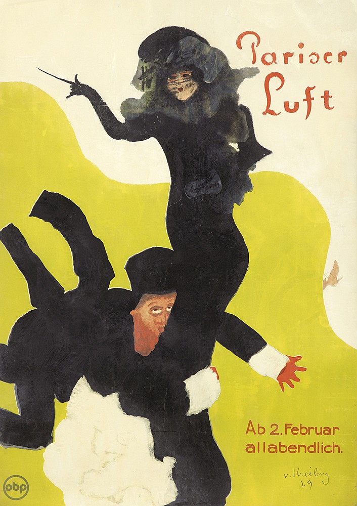 Pariser Luft, yellow and white poster, couple in black