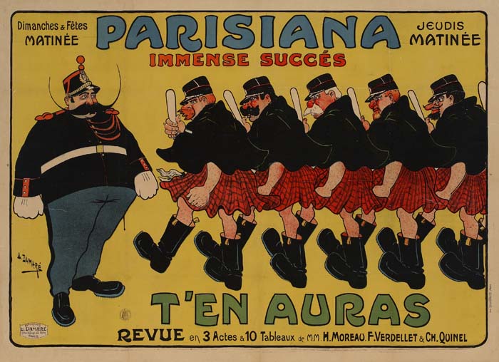 Parisiana Immense Succes, T’En Auras, men in kilts marching