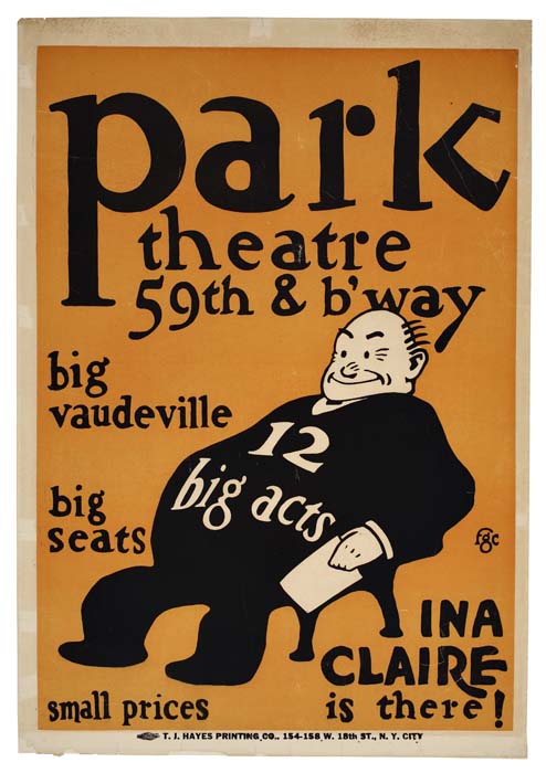Park Theatre 59th and B’way Big Vuadeville, orange poster