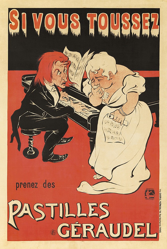 Si Vous Toussez Pastilles Geraudel, couple at the piano