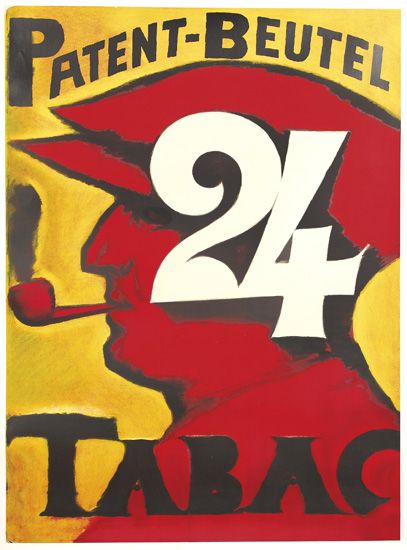 Patent-Beutel 24 Tabac, red silhouette of man smoking a pipe
