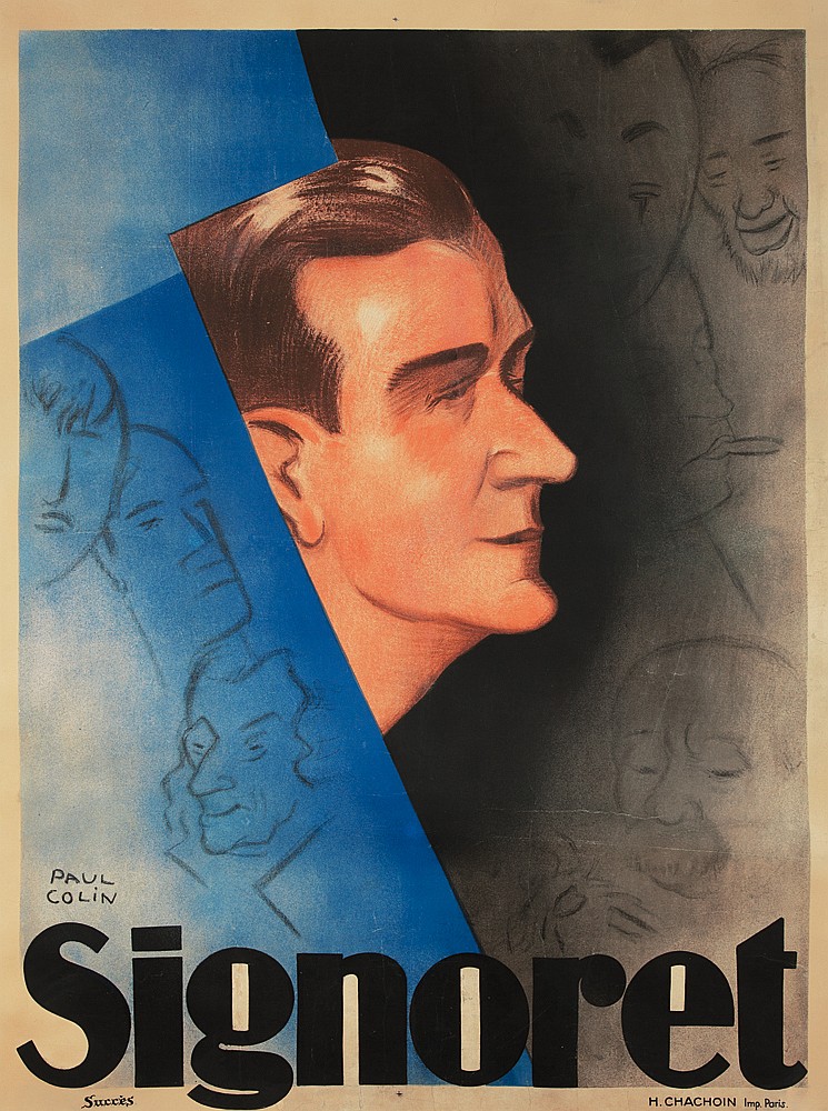 Paul Colin, Signoret, man’s profile, blue and black poster